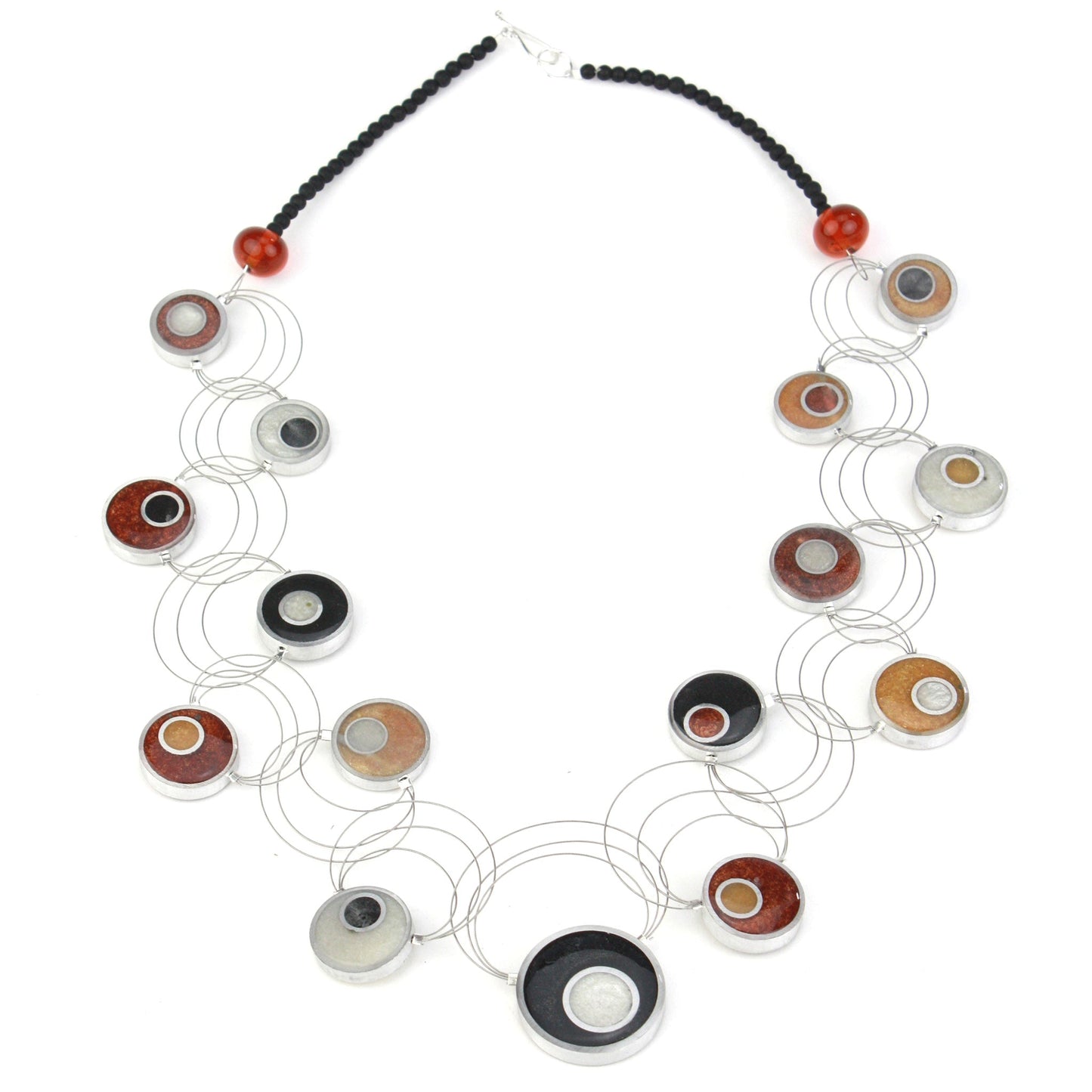 Resinique interplay necklace - black, white, copper and gold