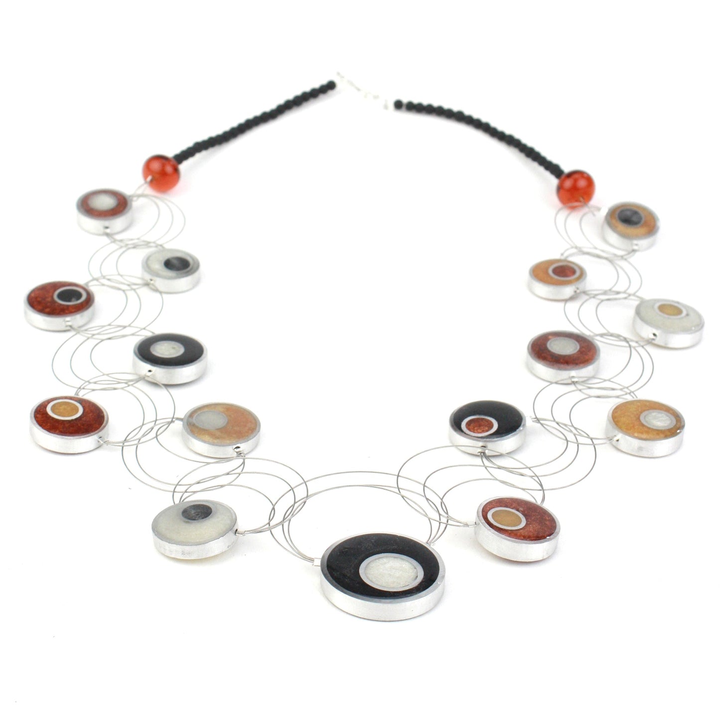 Resinique interplay necklace - black, white, copper and gold