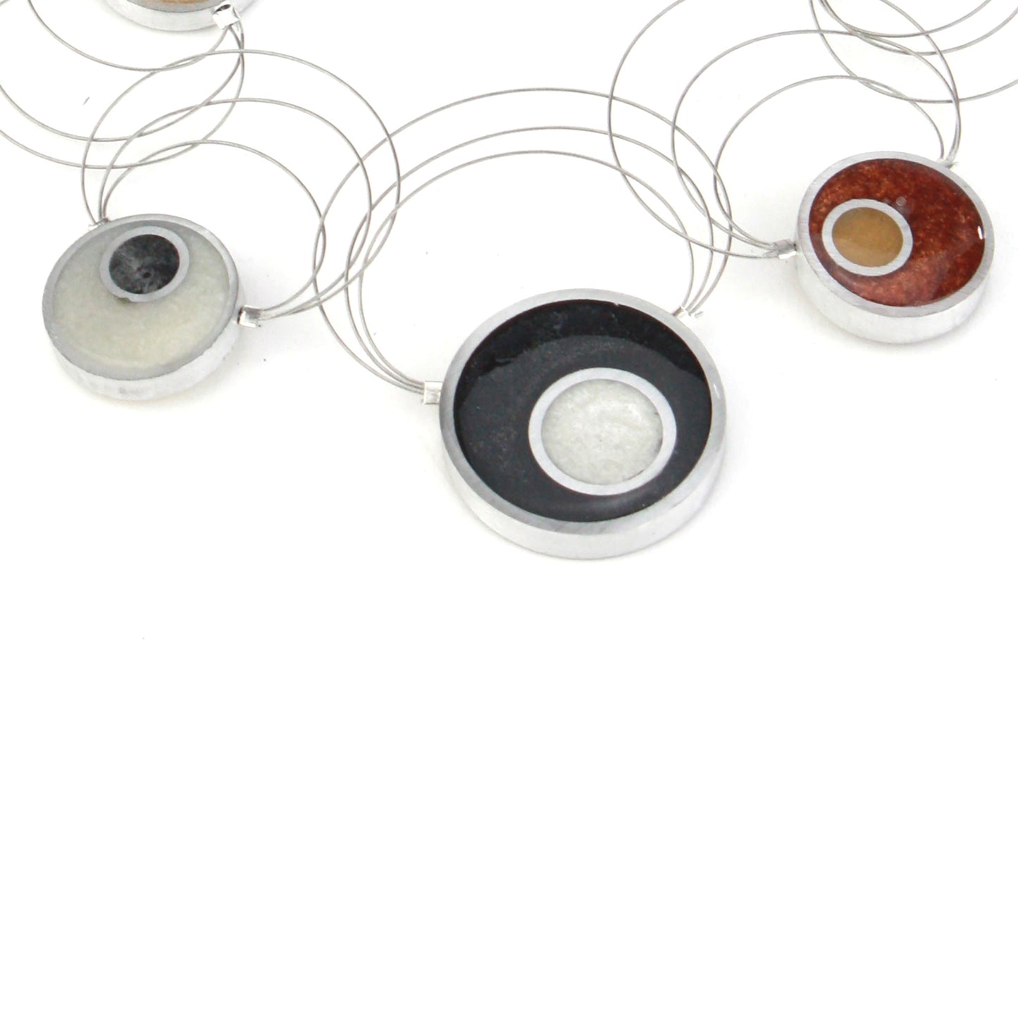 Resinique interplay necklace - black, white, copper and gold