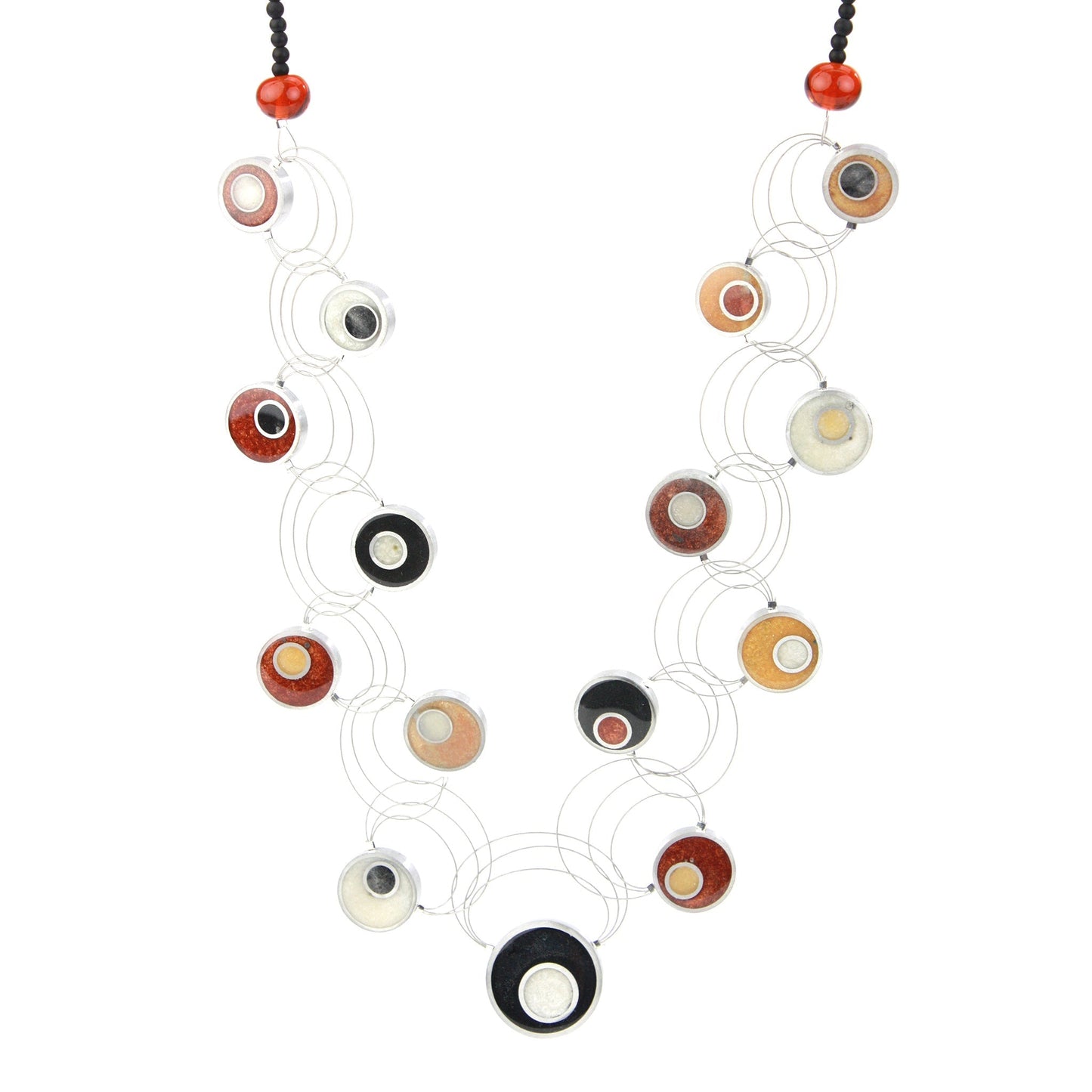 Resinique interplay necklace - black, white, copper and gold