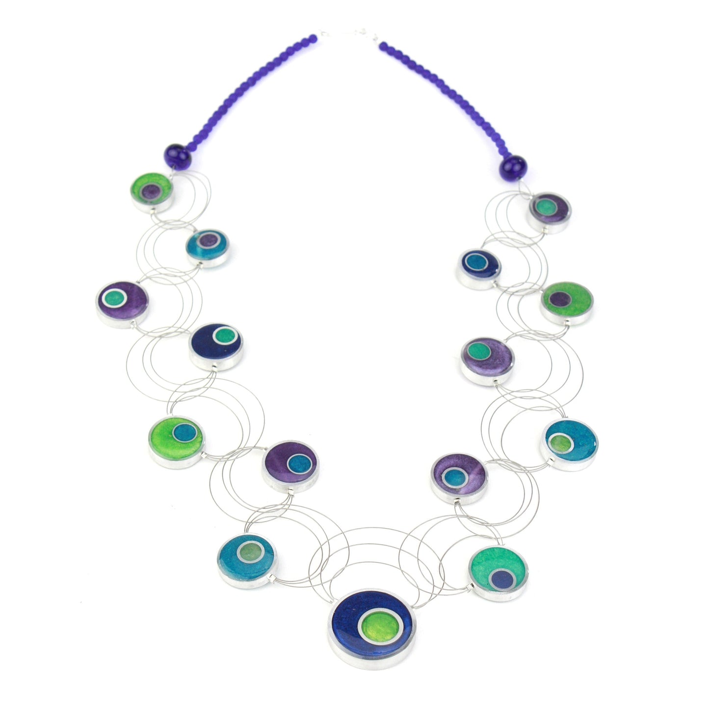 Resinique Interplay necklace - blues and greens