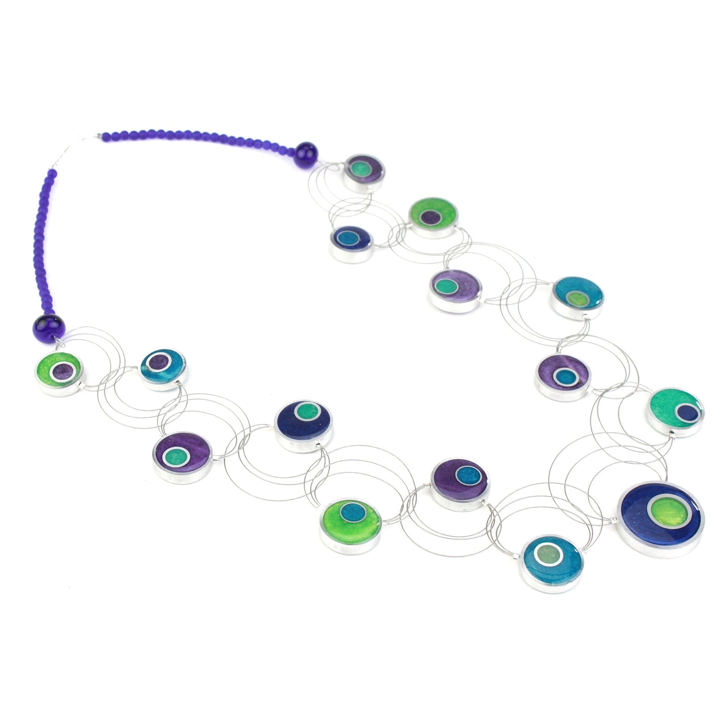 Resinique Interplay necklace - blues and greens