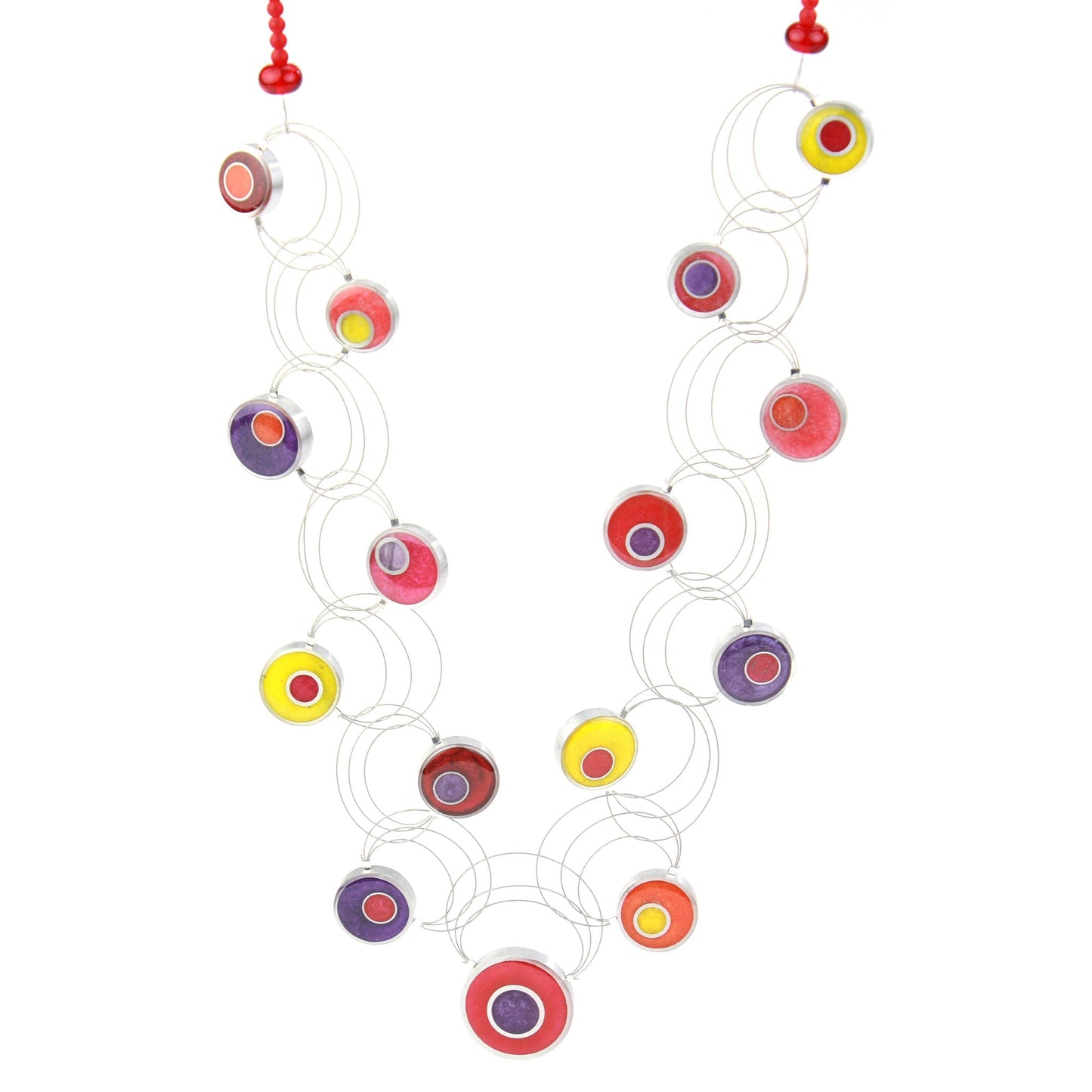 Resinique Interplay necklace - reds, oranges and purples