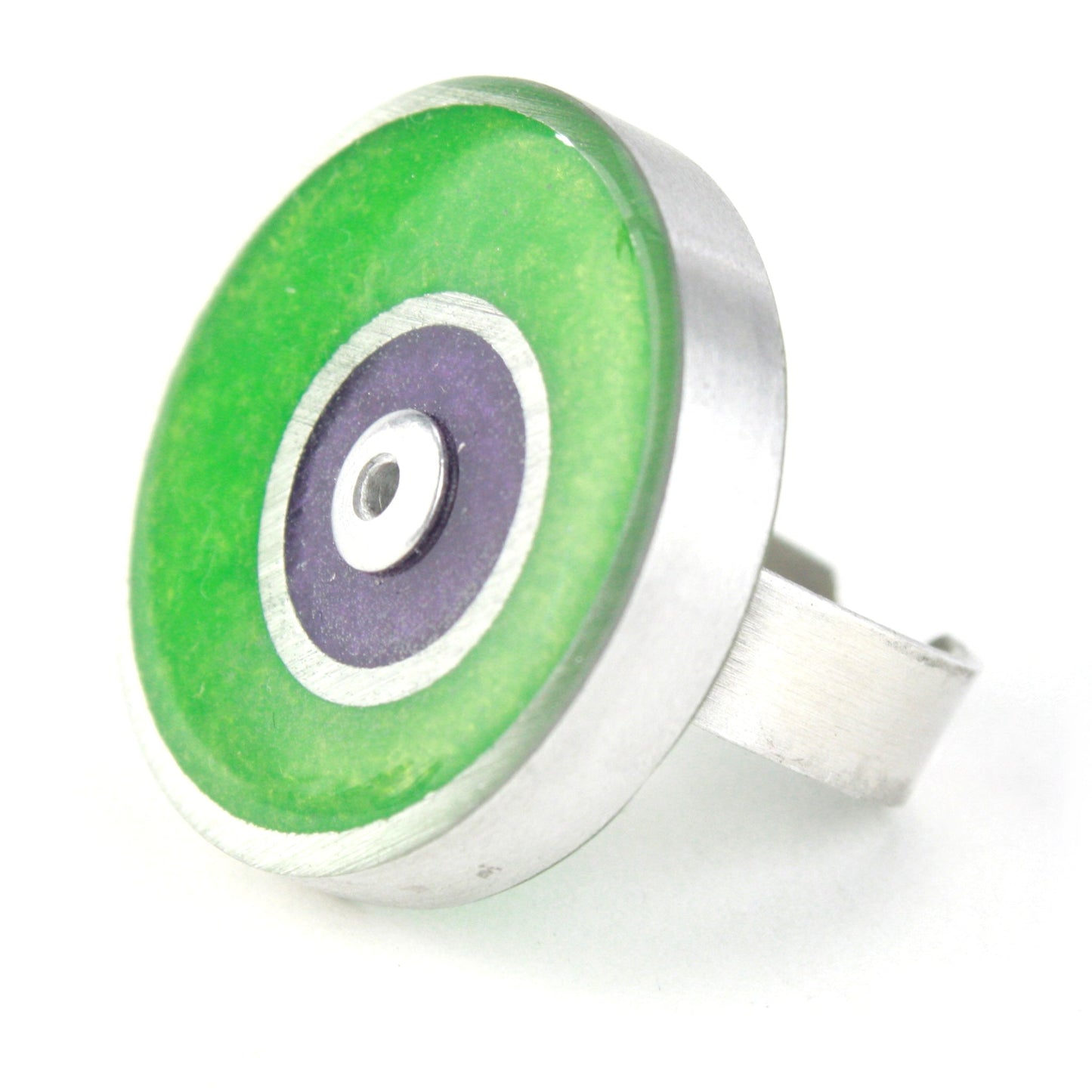 Resinique double circle ring - green and blue