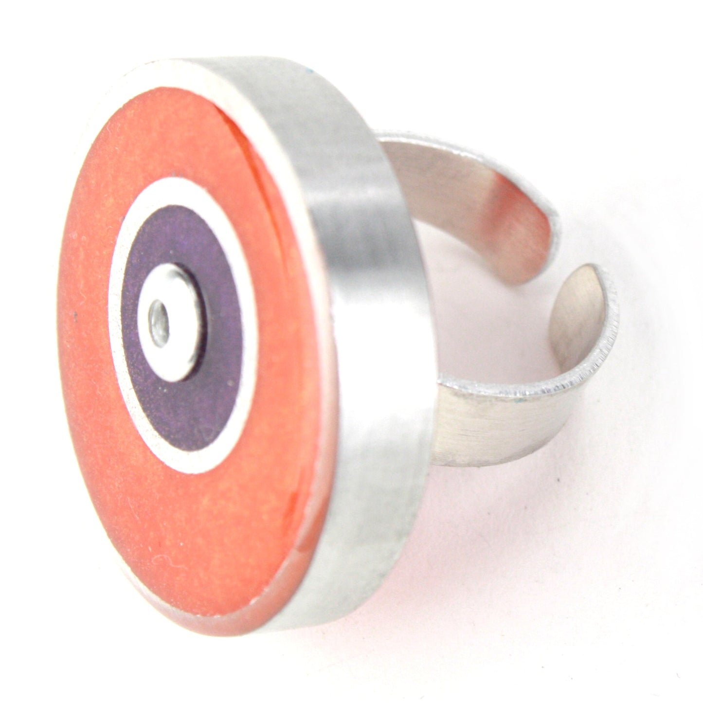 Resinique double circle ring - orange and purple