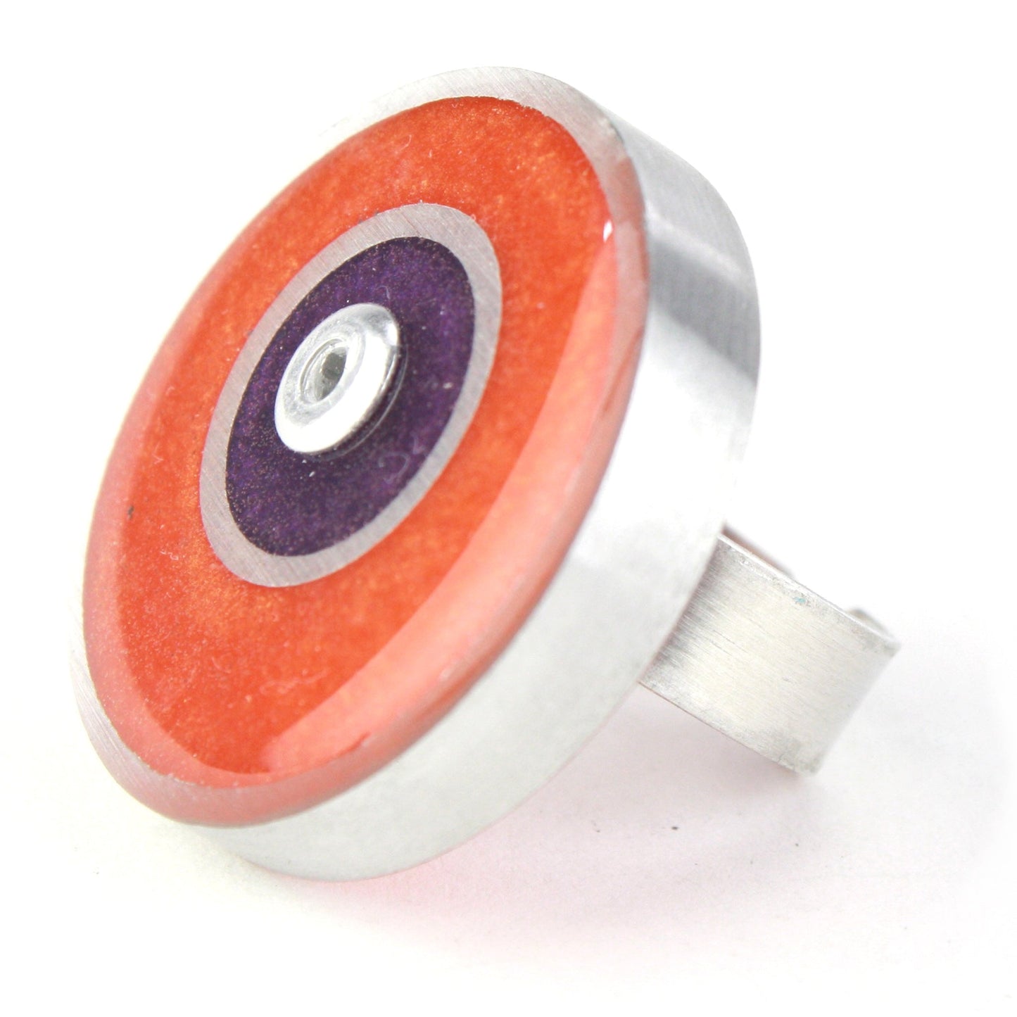 Resinique double circle ring - orange and purple