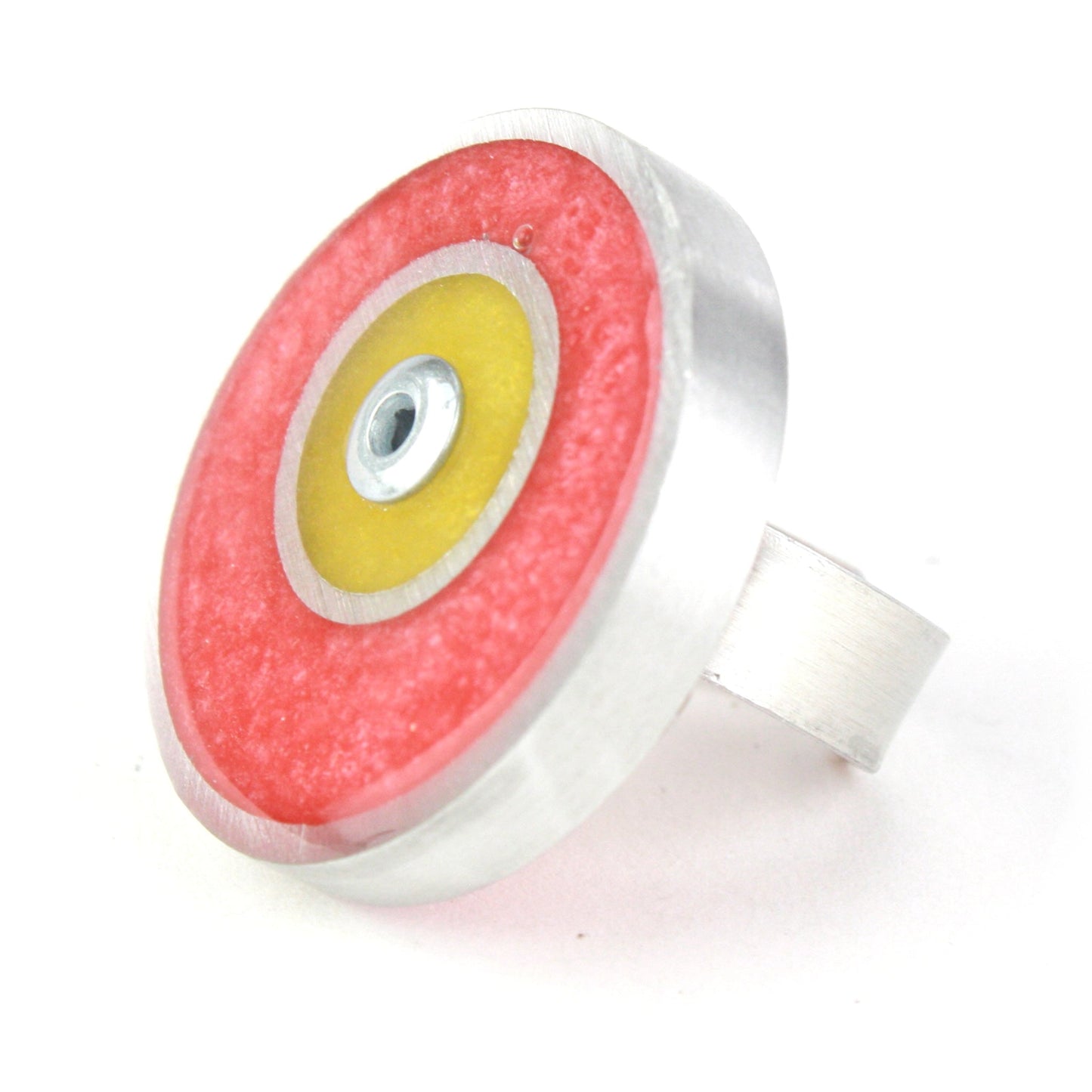 Resinique double circle ring - light pink and yellow