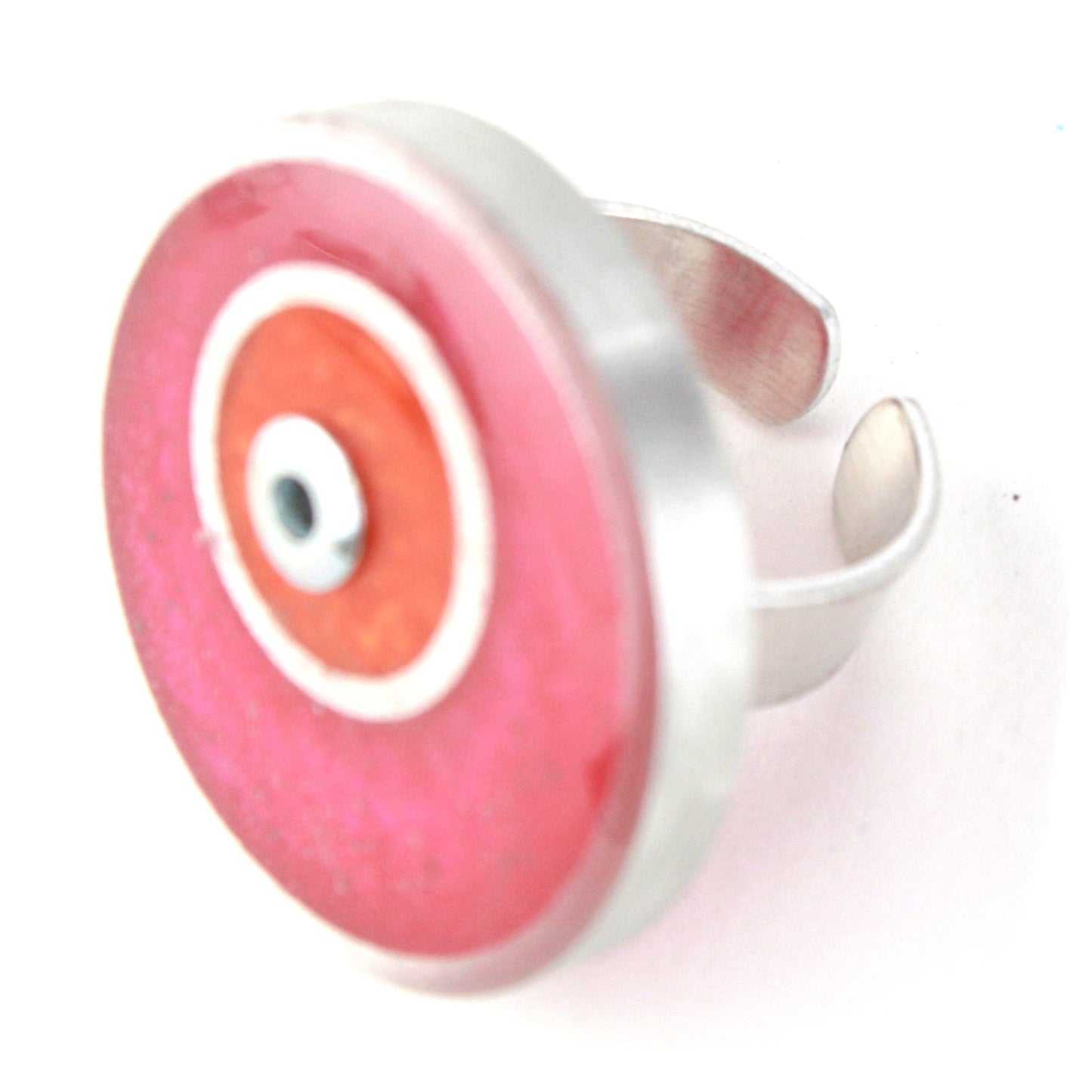 Resinique double circle ring - pink and orange