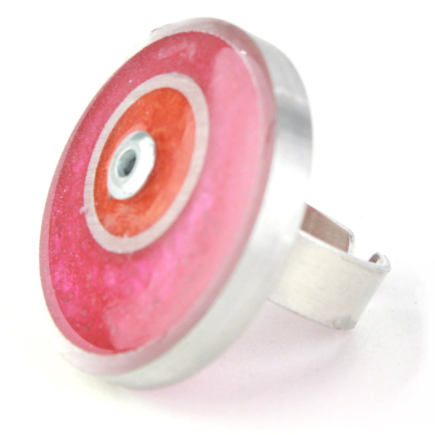 Resinique double circle ring - pink and orange