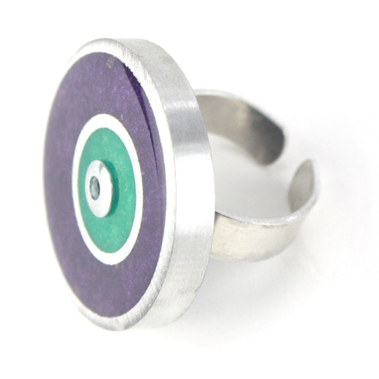 Resinique double circle ring - purple and seafoam