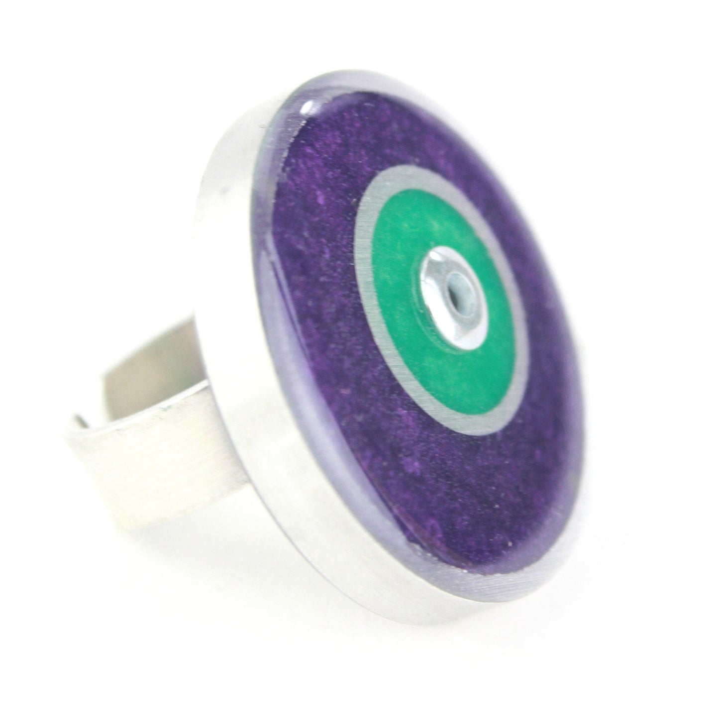 Resinique double circle ring - purple and seafoam