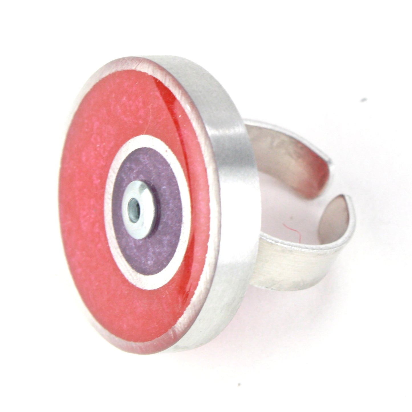 Resinique double circle ring - red and purple