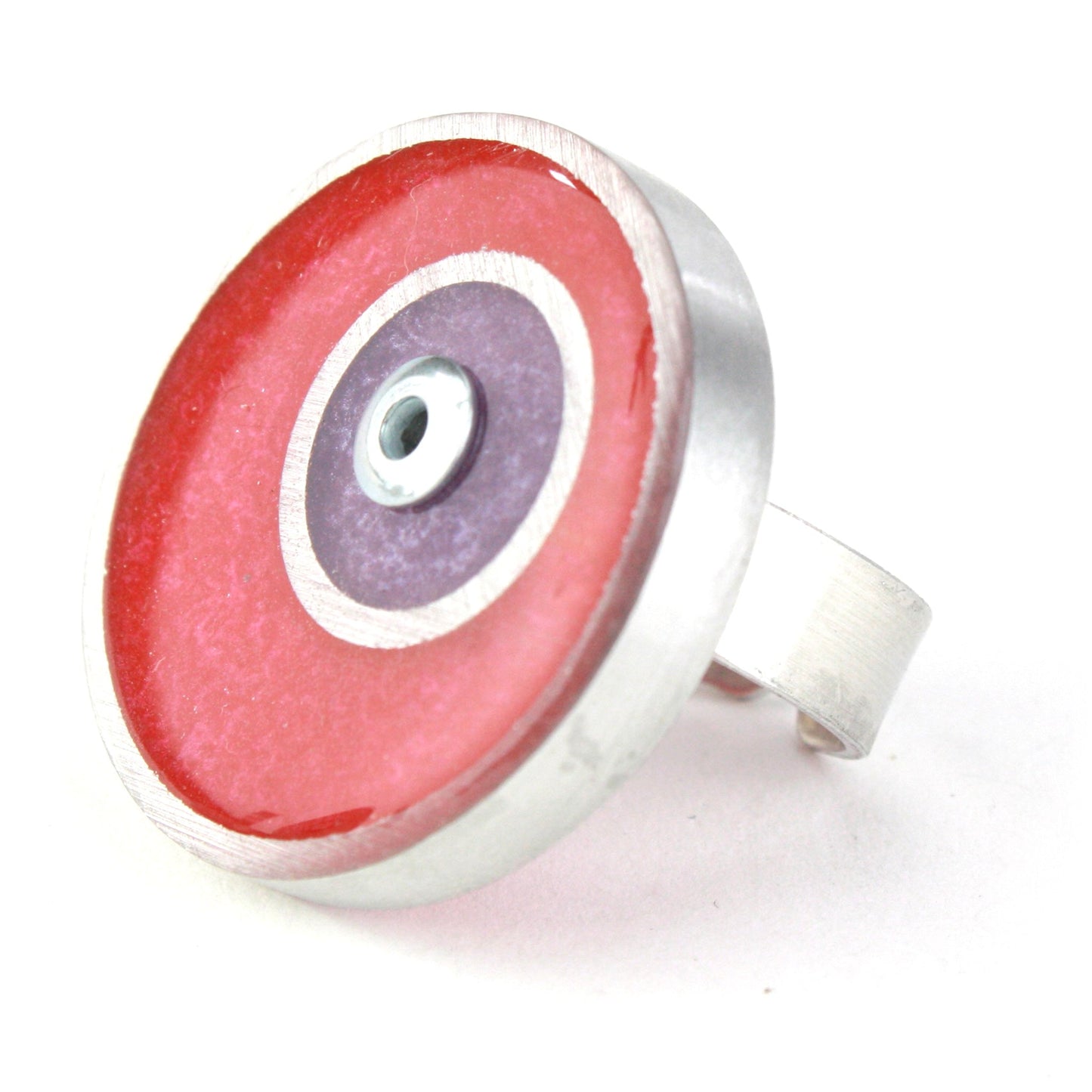 Resinique double circle ring - red and purple