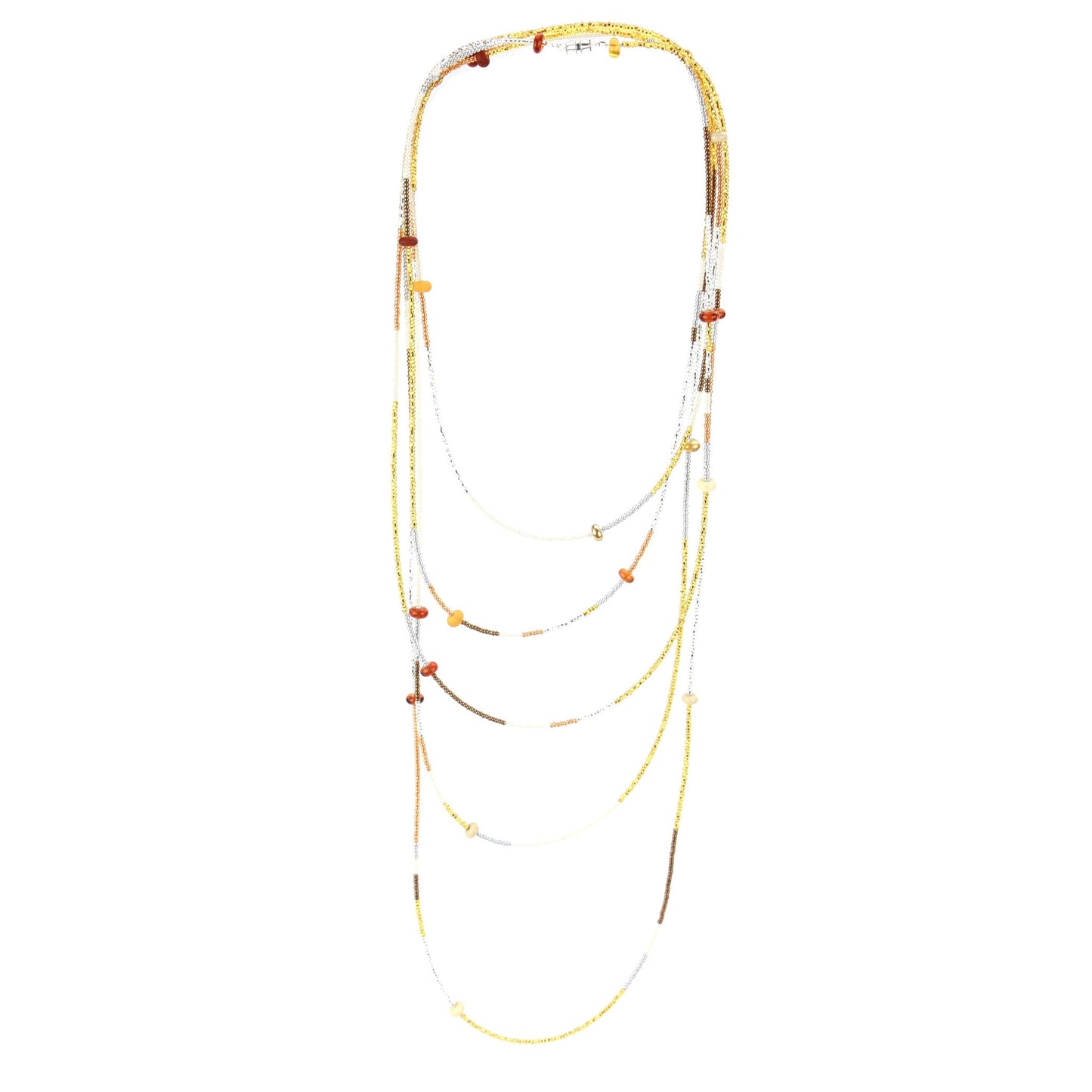 12 foot necklace -rmber, ivory and gold