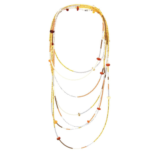 12 foot necklace -rmber, ivory and gold