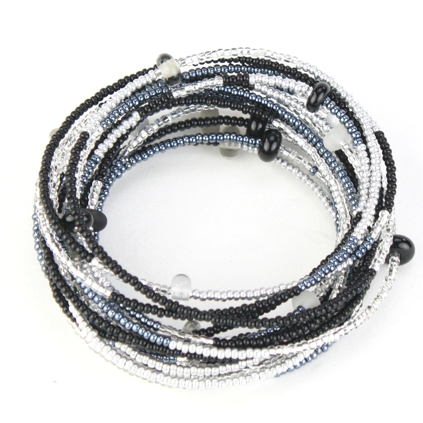 12 foot necklace - black, white and silver