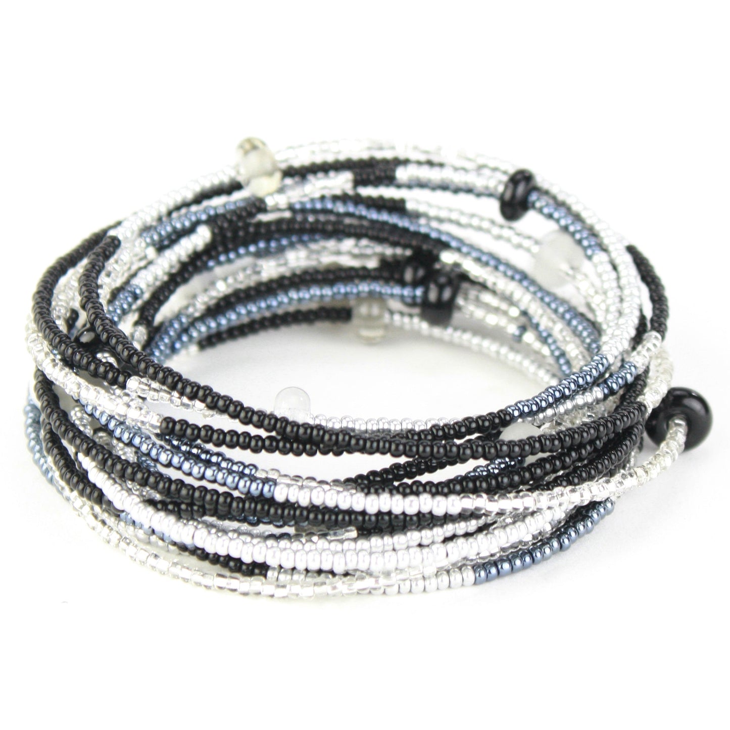 12 foot necklace - black, white and silver