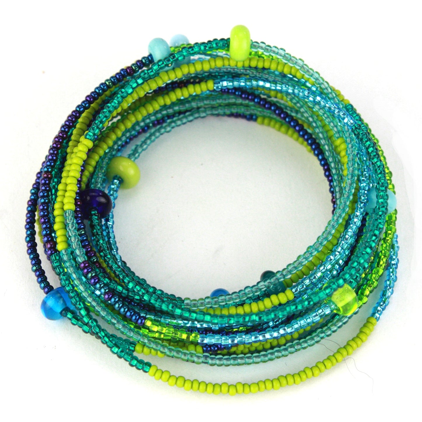 12 foot necklace - blues and greens