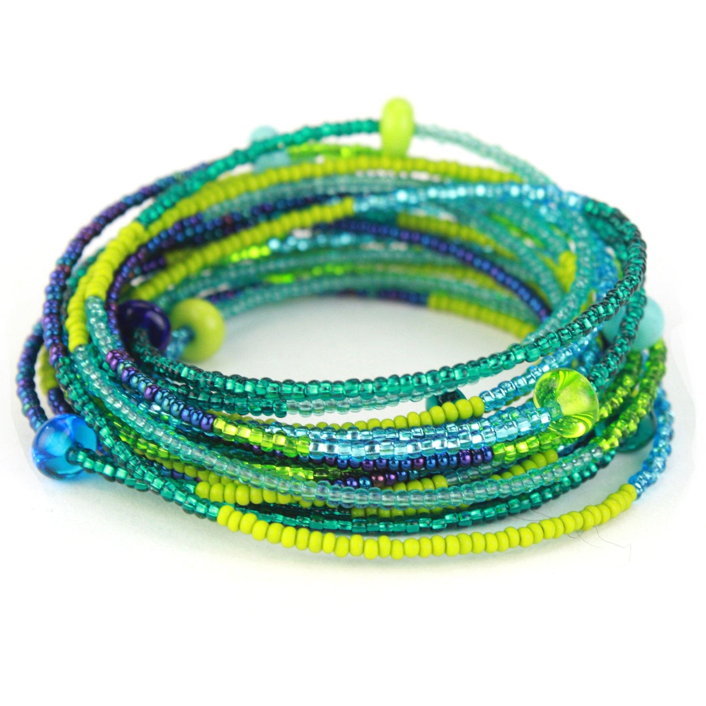 12 foot necklace - blues and greens