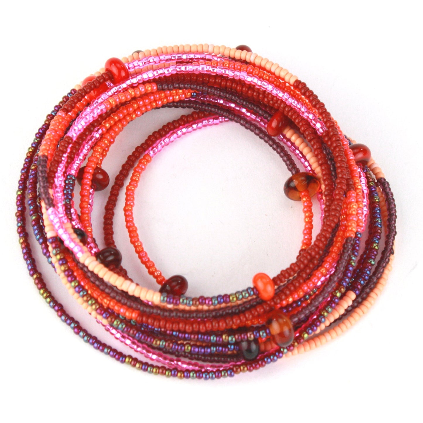 12 foot necklace - reds, oranges and pinks