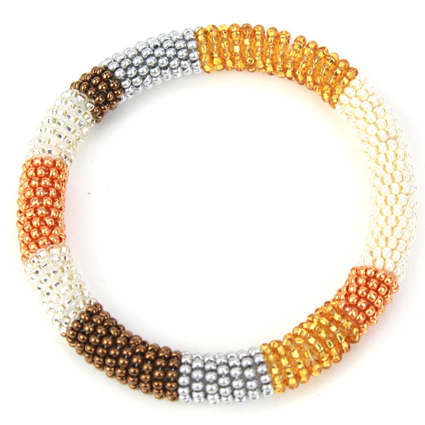 Beaded bracelet - amber, ivory and gold