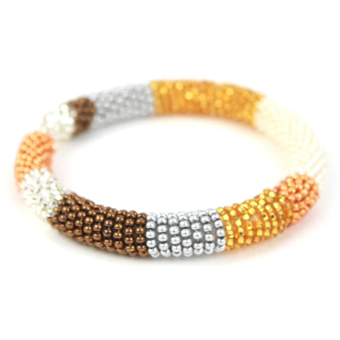 Beaded bracelet - amber, ivory and gold