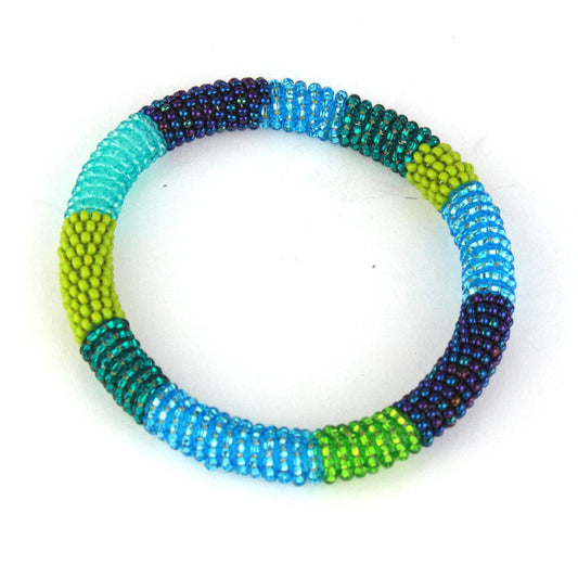 Beaded bracelet - blues and greens