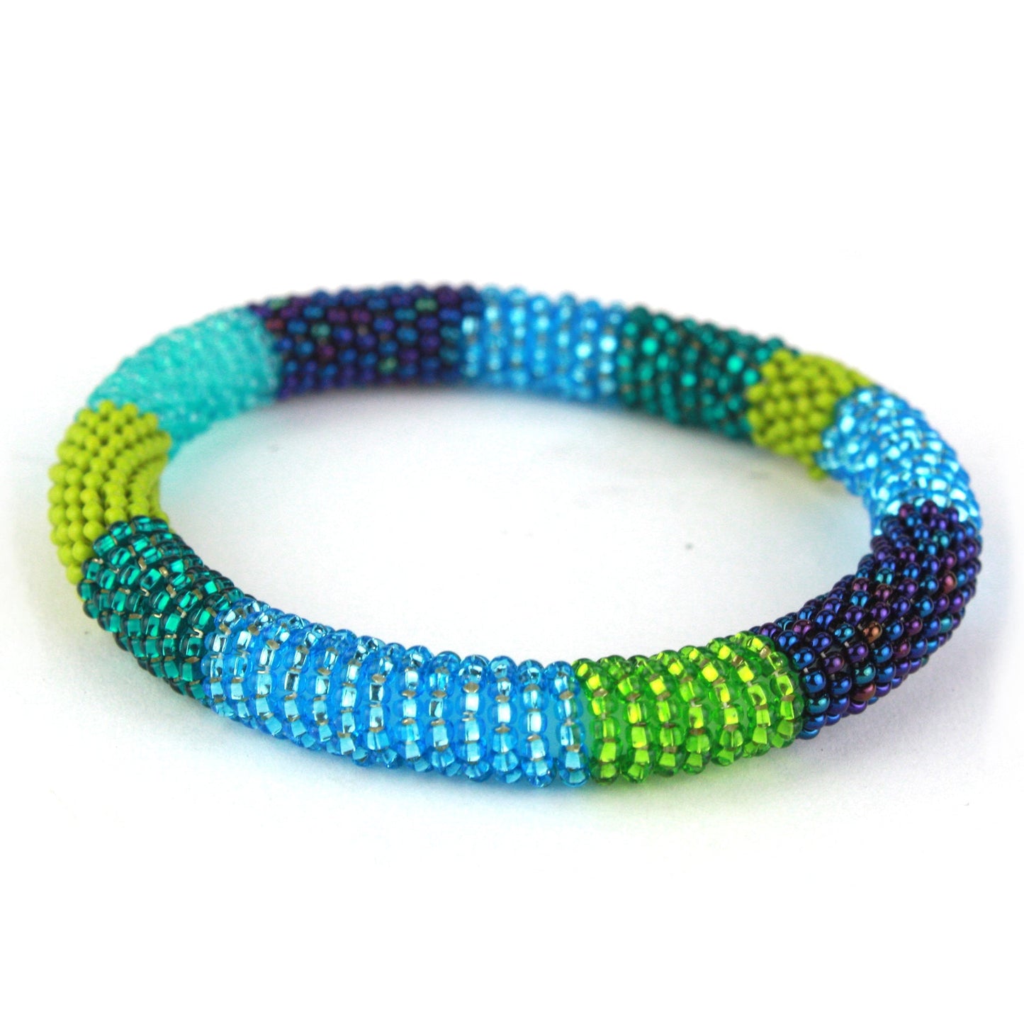 Beaded bracelet - blues and greens